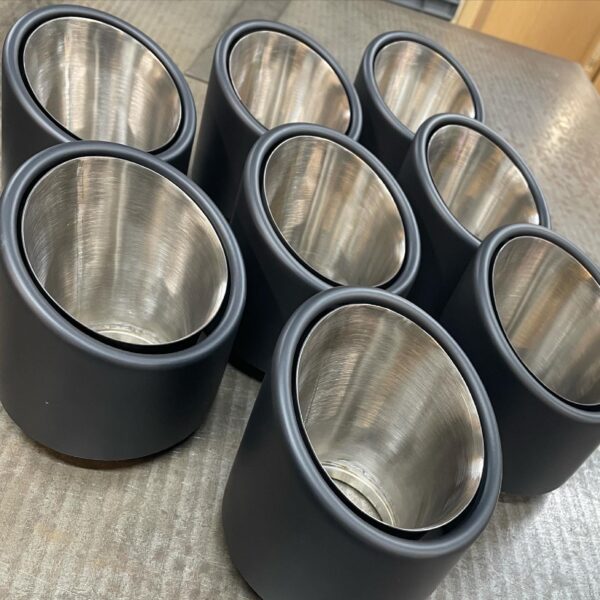 PORSCHE GT4 OEM STYLE ROLLED TIPS WITH INCONEL MEGAPHONE - CERAMIC BLACK